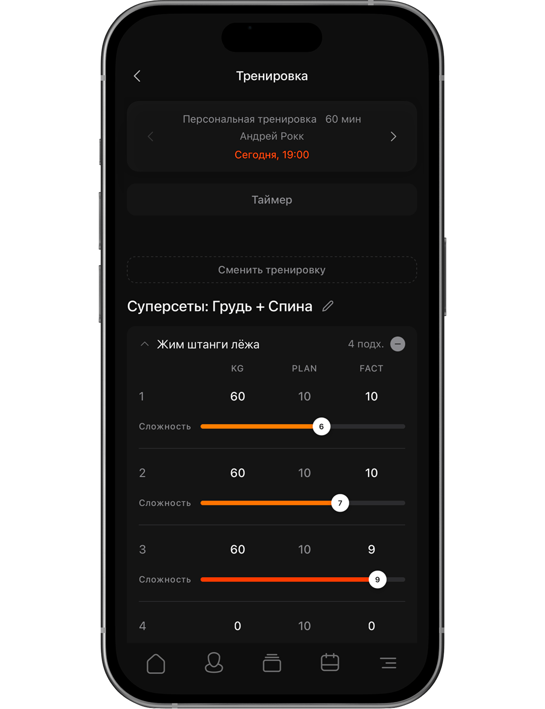 История тренировок